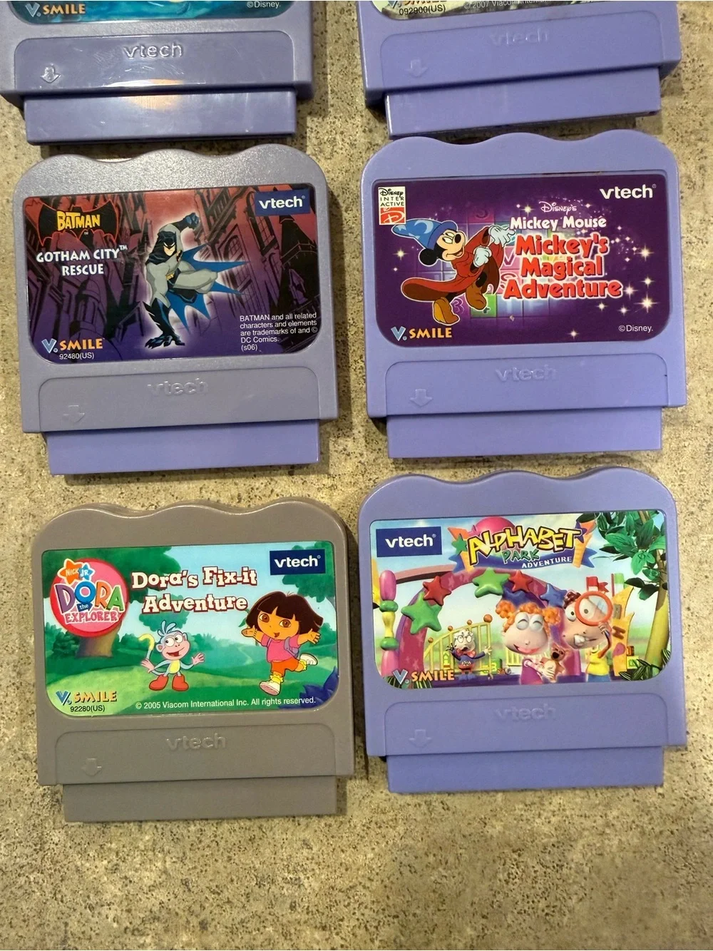 Lot of 7 VTech V.Smile Learning System Game Cartridges Mickey Batman Etc Tested